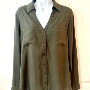 Express Dark Olive Women's Portofino Blouse